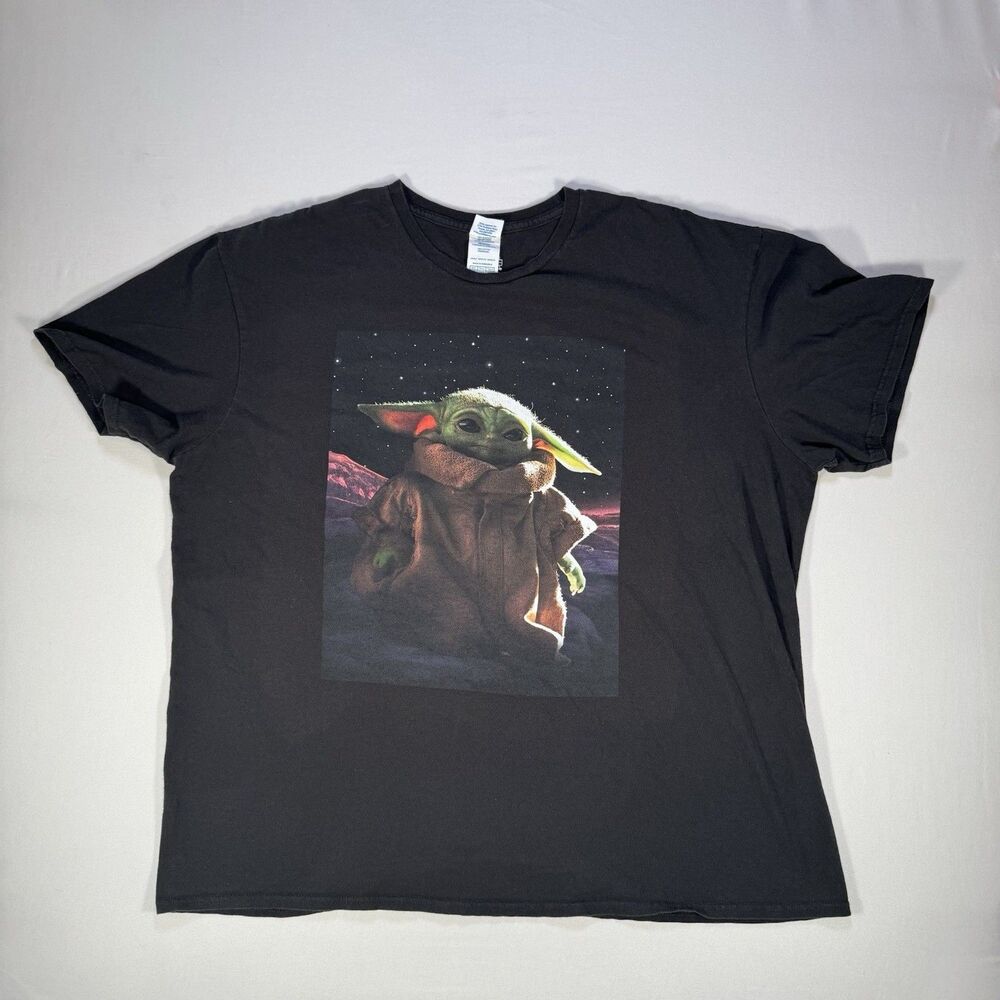 Star Wars Mandalorian Baby Yoda Grogu T-Shirt Men’s 2XL Black Graphic Tee
